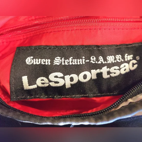 L.A.M.B. LeSportsac Gwen Stefani White Black LOVE ANGEL MUSIC BABY Purse 12"×12" - Picture 9 of 16